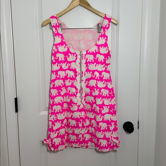 Lilly Pulitzer Women’s Elephant Sheath Dress Neon Pink/ White 4 - Picture 4 of 9